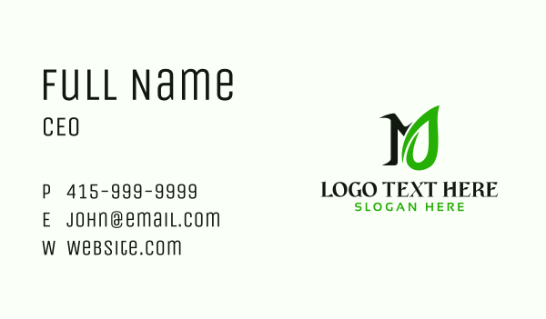 Eco Leaf Letter M Business Card Design Image Preview