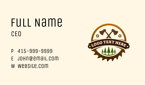 Axe Lumber Carpentry Badge Business Card Design Image Preview