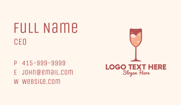 Sparkling Heart Wine Business Card Design Image Preview
