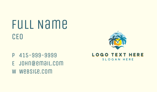 Island Beach Travel Business Card Design Image Preview