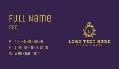 Gold Luxe Crown Shield  Business Card Image Preview