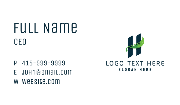 Organic Leaf Letter H Business Card Design Image Preview