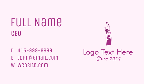 Grapes Wine Bottle  Business Card Design Image Preview