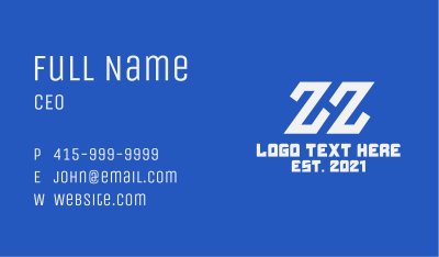 Online Gaming Letter ZHZ Business Card