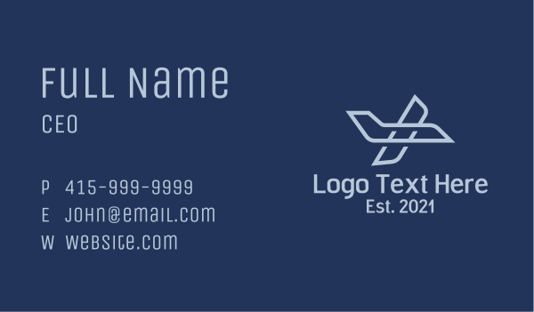 Blue Aviation Plane Business Card Design Image Preview