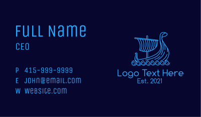Monoline Viking Ship Business Card Image Preview