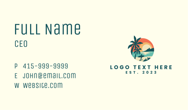 Summer Sunset Island Business Card Design Image Preview