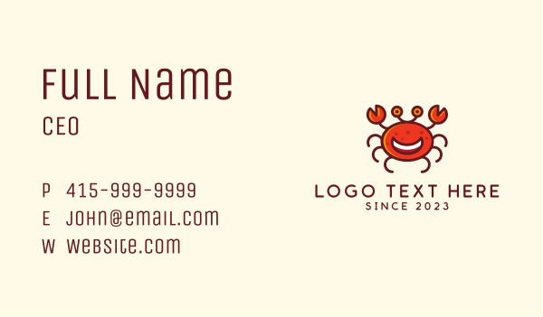Smiling Crab Mascot  Business Card Design Image Preview