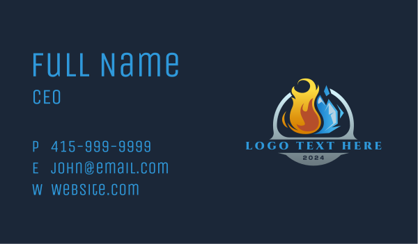 Flaming Ice Burn Thermostat Business Card Design Image Preview