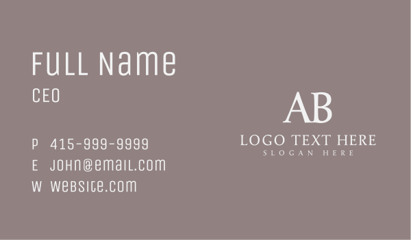 Fashion Serif Lettermark Business Card Design Image Preview