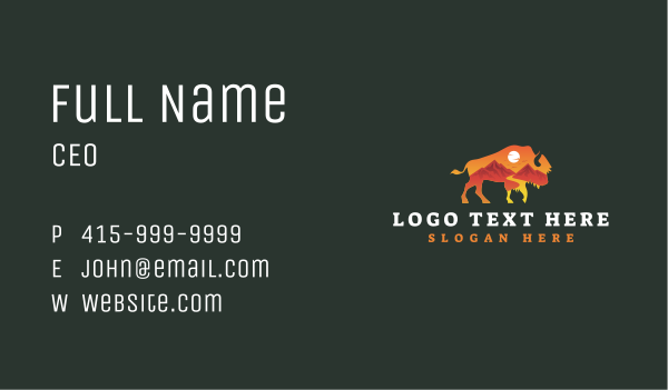 Bison Adventure Mountaineering Business Card Design Image Preview