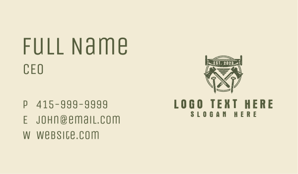 Crosscut Saw Axe Carpentry Business Card Design Image Preview