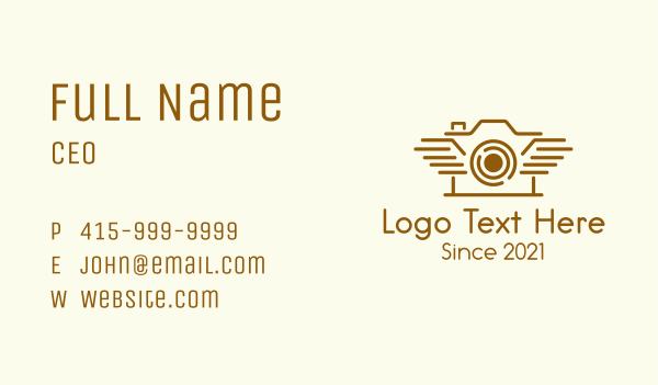 Brown Camera Wings Business Card Design Image Preview