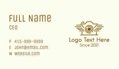 Brown Camera Wings Business Card Image Preview