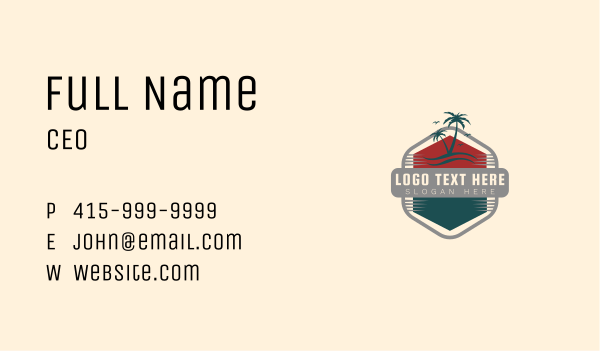 Palm Tree Island Business Card Design Image Preview