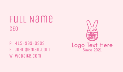 Pink Easter Egg Bunny  Business Card Image Preview