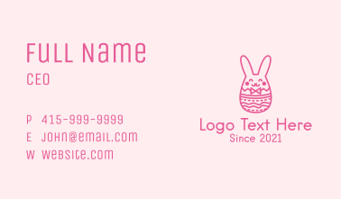 Pink Easter Egg Bunny  Business Card