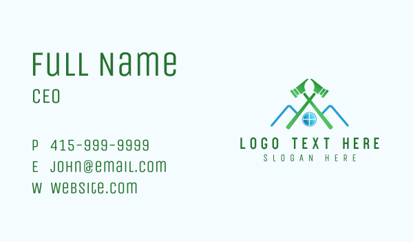 Green Hammer Roof Business Card Design Image Preview