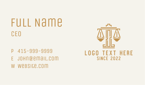 Gold Scale Justice Business Card Design Image Preview