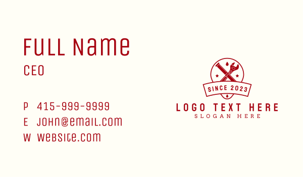 Handyman Wrench Pipe Business Card Design Image Preview