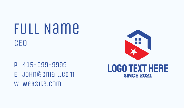 Hexagon Patriot Home  Business Card Design Image Preview