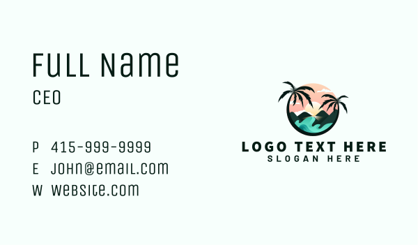 Palm Tree Beach Vacation Business Card Design Image Preview