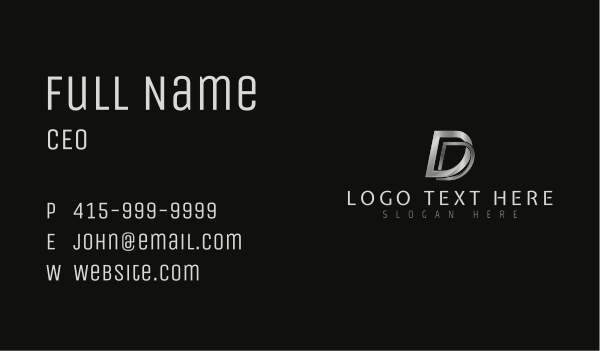 Metallic Industrial Letter D Business Card Design Image Preview