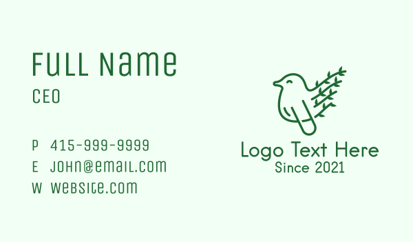 Green Leaf Bird Outline Business Card Design Image Preview