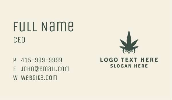 Owl Weed Cannabis  Business Card Design Image Preview