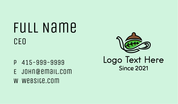 Leaf Coffee Pot Business Card Design Image Preview