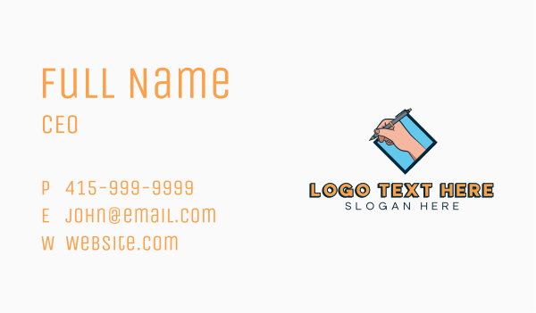 Hand Pen Writing Business Card Design Image Preview