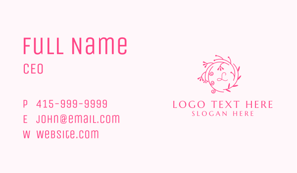 Pink Ornamental Wreath Lettermark Business Card Design Image Preview