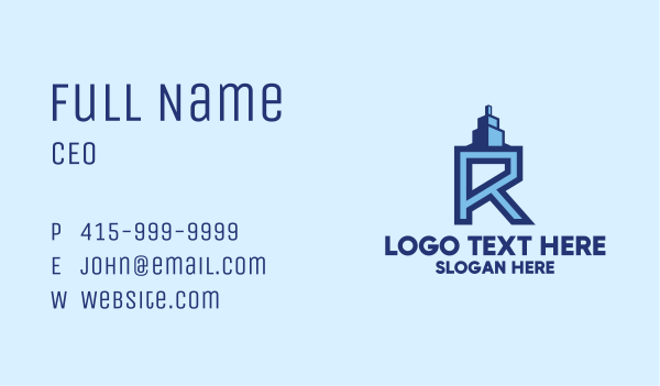 Letter R Realty Business Card Design