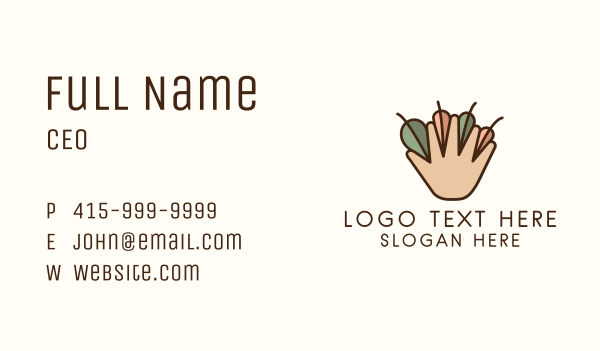 Agriculture Hand Leaves Business Card Design Image Preview