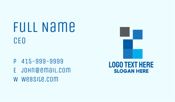 Blue Square Pixel Business Card Design Image Preview