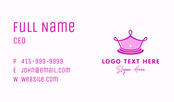 Pink Princess Crown Business Card Design Image Preview