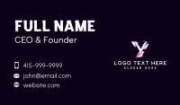 Cyber Data Glitch Letter Y Business Card Image Preview
