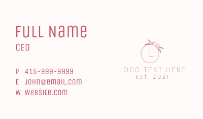 Eco Floral Wreath Letter Business Card Image Preview