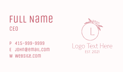 Eco Floral Wreath Letter Business Card