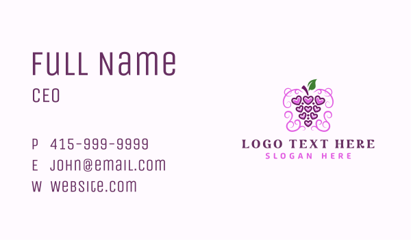 Grape Wine Heart Business Card Design Image Preview