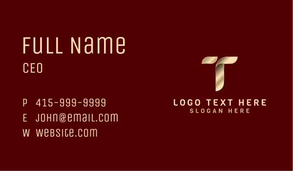 Luxury Metallic Boutique Letter T Business Card Design Image Preview