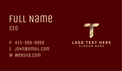 Luxury Metallic Boutique Letter T Business Card Image Preview
