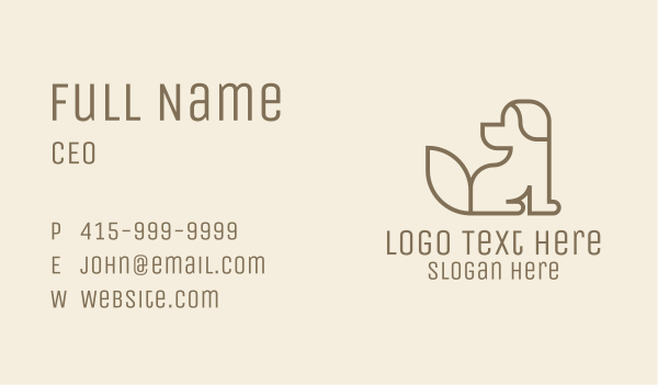 Brown Dog Monoline Business Card Design Image Preview