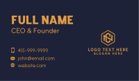 Gold Hexagon Letter N & C Business Card Design
