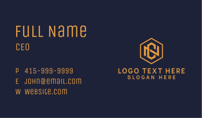 Gold Hexagon Letter N & C Business Card Image Preview