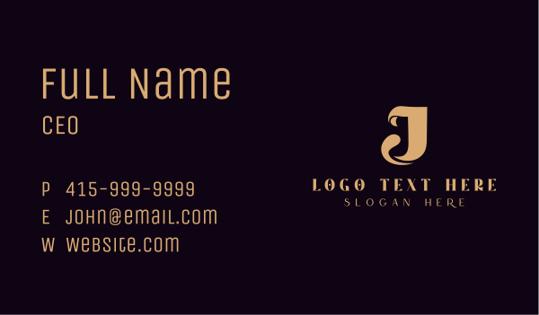 Jewelry Boutique Letter J Business Card Design Image Preview