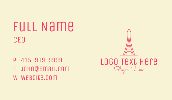 Pink Eiffel Tower  Business Card Design