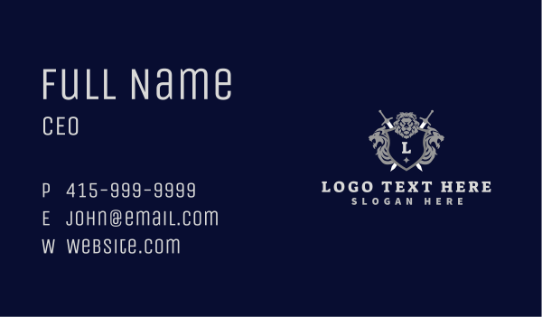 Lion Sword Shield Business Card Design Image Preview