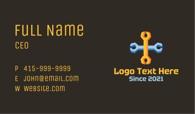 Isometric Cross Wrench Business Card Image Preview