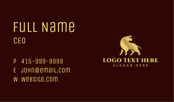 Luxury Bull Ranch Business Card Design Image Preview